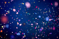 Dark blue background with confetti horizontal